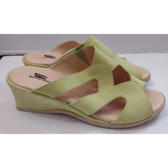 Spring Step Sandals Wedge Size 9US/40EU Spring Green Suede Slip On - Picture 6 of 9